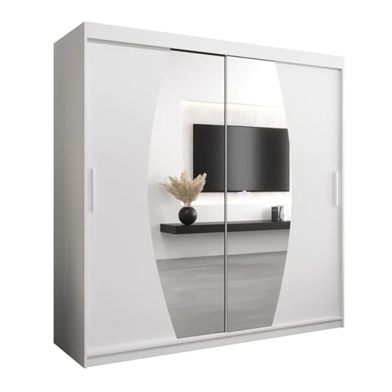 Eden 200cm white mirrored sliding door wardrobe with central mirror panels