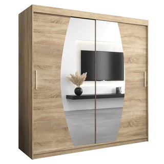 Eden Mirrored Wardrobe 2 Sliding Doors 200cm In Sonoma Oak