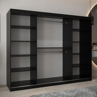 Eden Mirrored Wardrobe 3 Sliding Doors 250cm In Black