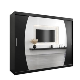 Eden Mirrored Wardrobe 3 Sliding Doors 250cm In Black