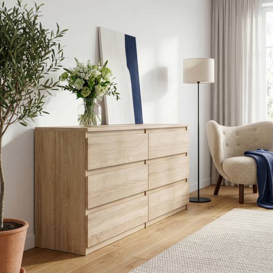 Edmore 153.9cm 6-Drawer Wide Chest – Sonoma Oak – image 1
