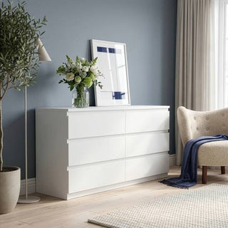 Edmore 153.9cm 6-Drawer Wide Chest – White – image 1