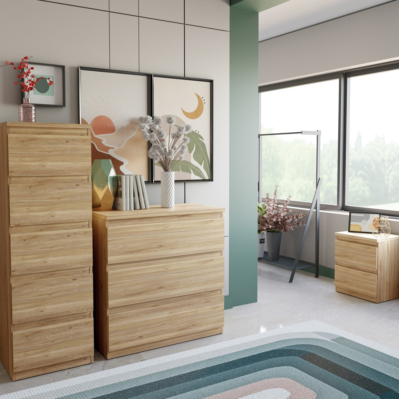 Edmore 49.3cm 2-Drawer Bedside Table – Mauvella Oak – image 7