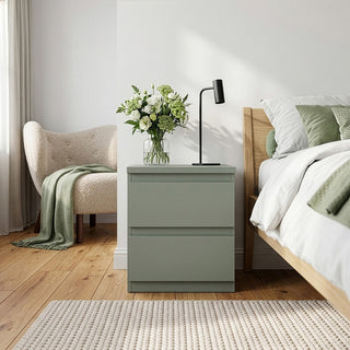 Edmore 49.3cm 2-Drawer Bedside Table – Sage Green – image 1