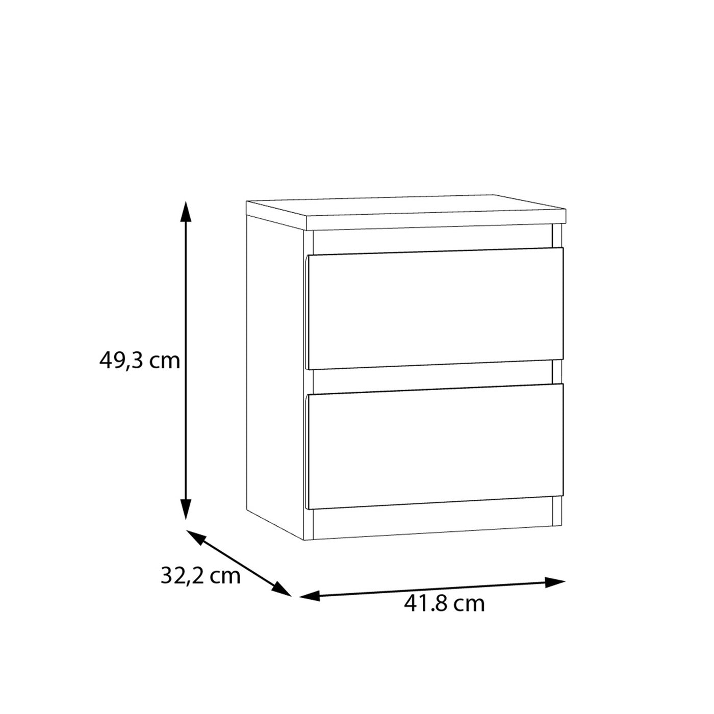 Edmore 49.3cm 2-Drawer Bedside Table – Sage Green – image 9