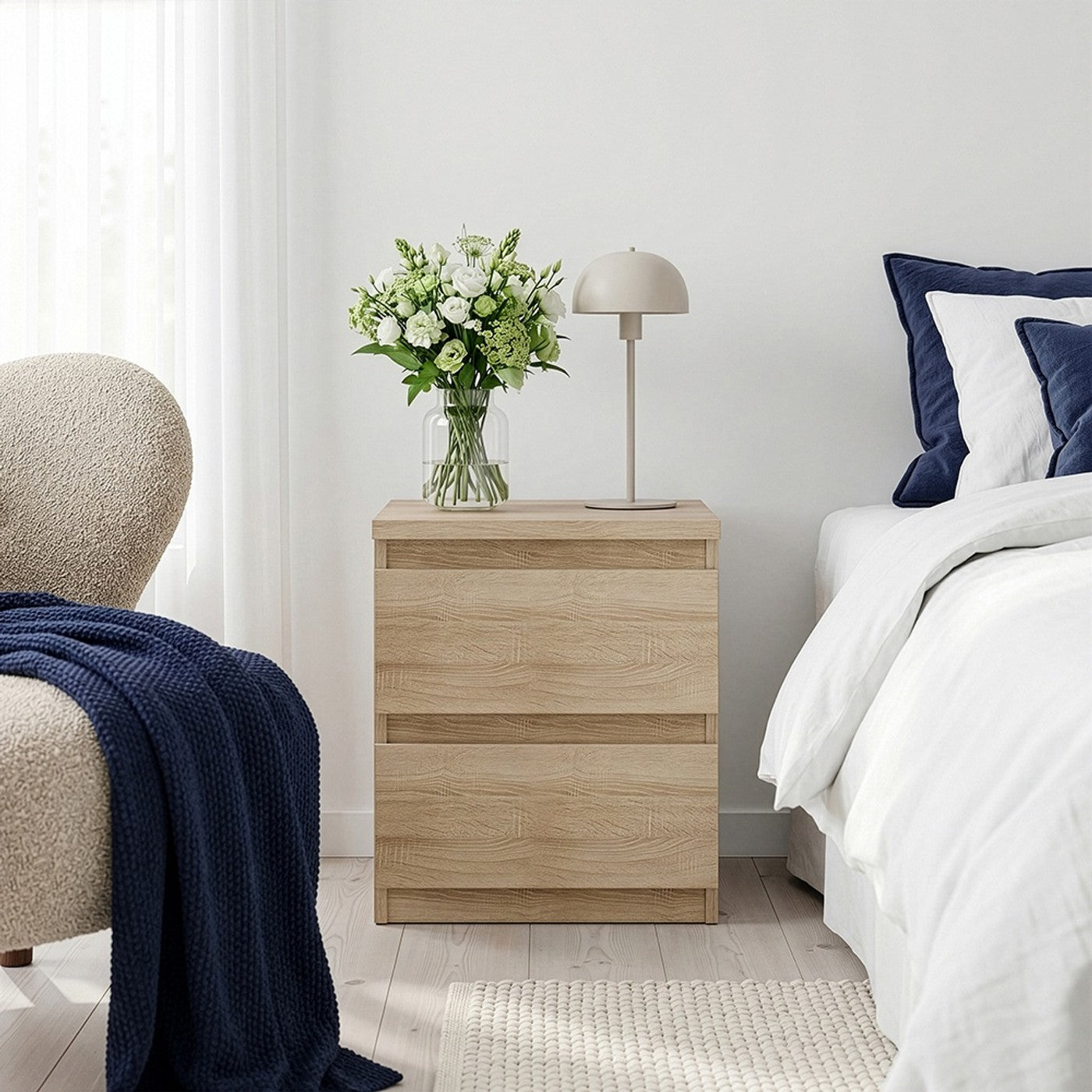 Edmore 49.3cm 2-Drawer Bedside Table – Sonoma Oak – image 1