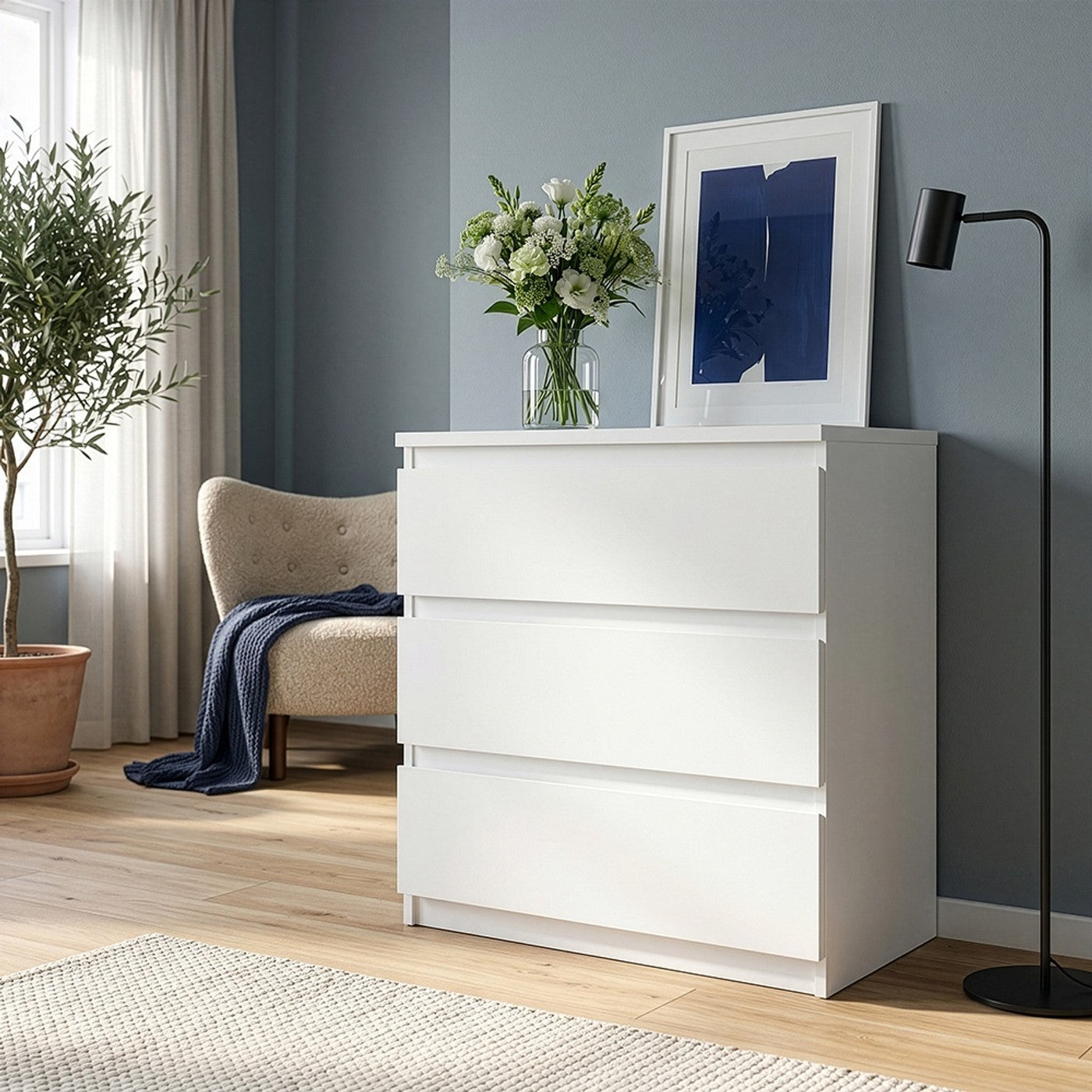 Edmore 79.8cm 3-Drawer Chest – White – image 1