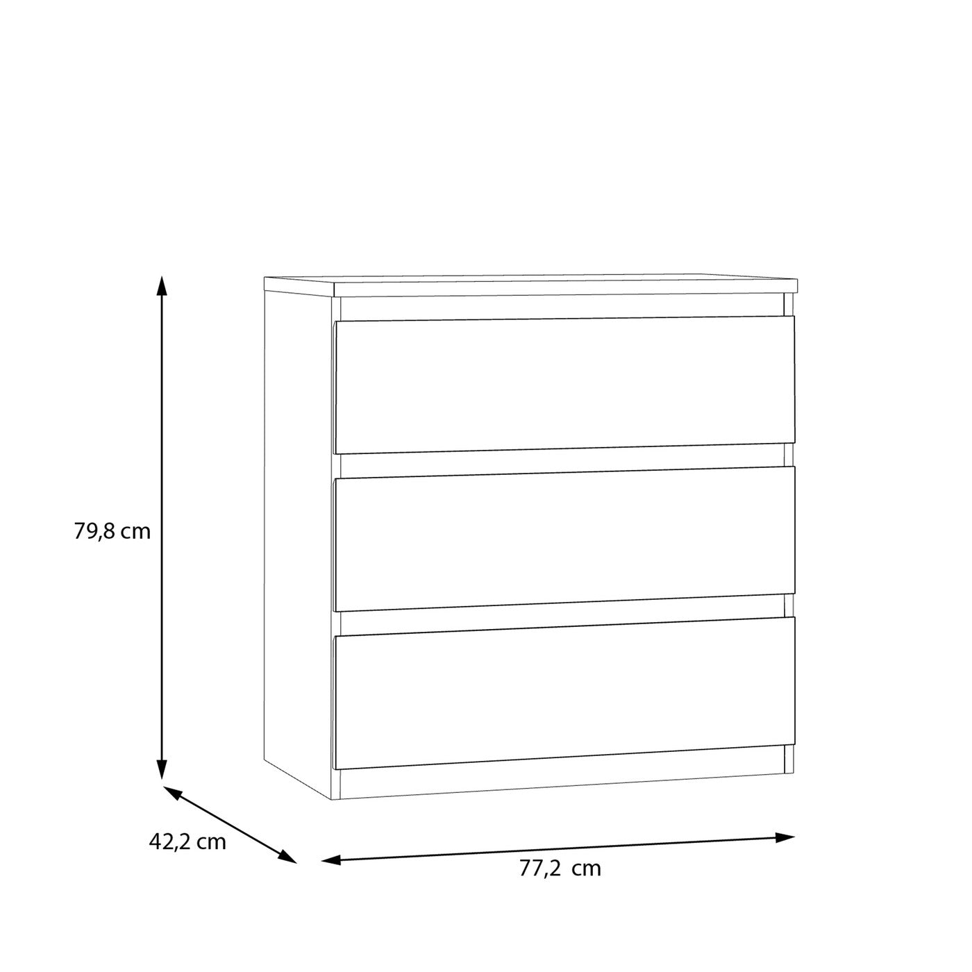 Edmore 79.8cm 3-Drawer Chest – White – image 9
