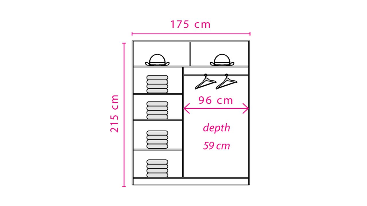 Effect 2 Sliding Door Wardrobe 175cm - Oak Lancelot – image 3