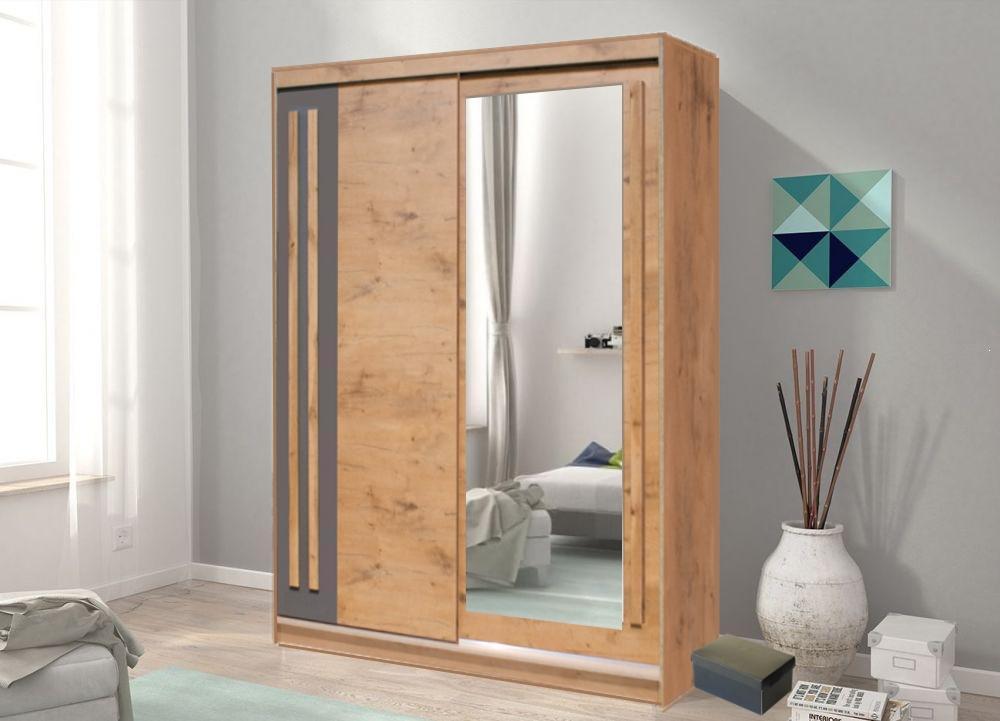 Effect 2 Sliding Door Wardrobe 175cm - Oak Lancelot