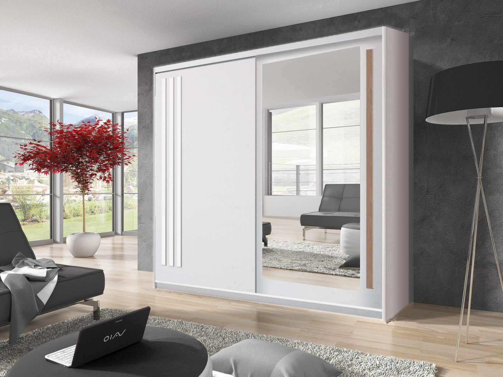 Effect 2 Sliding Door Wardrobe 200cm - Anderson Pine