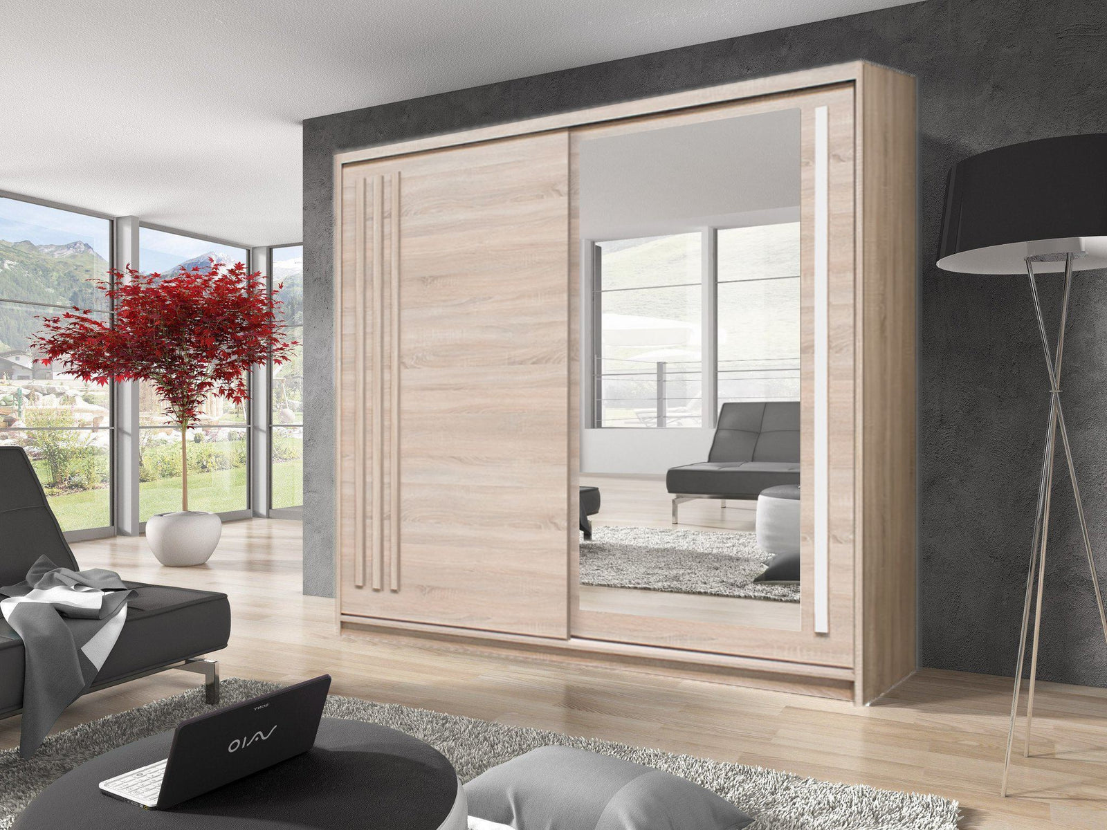 Effect 2 Sliding Door Wardrobe 200cm - Anderson Pine – image 3