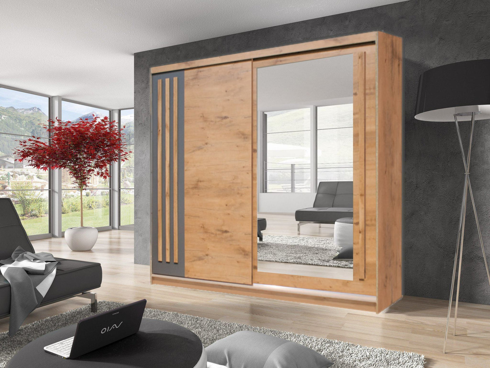 Effect 2 Sliding Door Wardrobe 200cm - Anderson Pine – image 5