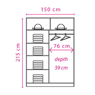 CHOICEWARDROBE Brentwood 150cm Sliding Wardrobe – Walnut | 2 Door with Mirror, Modern Bedroom Storage