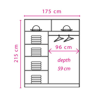 CHOICEWARDROBE Brentwood 175cm Sliding Wardrobe – White & Anderson Pine | 2 Door with Mirror, Modern Bedroom Storage