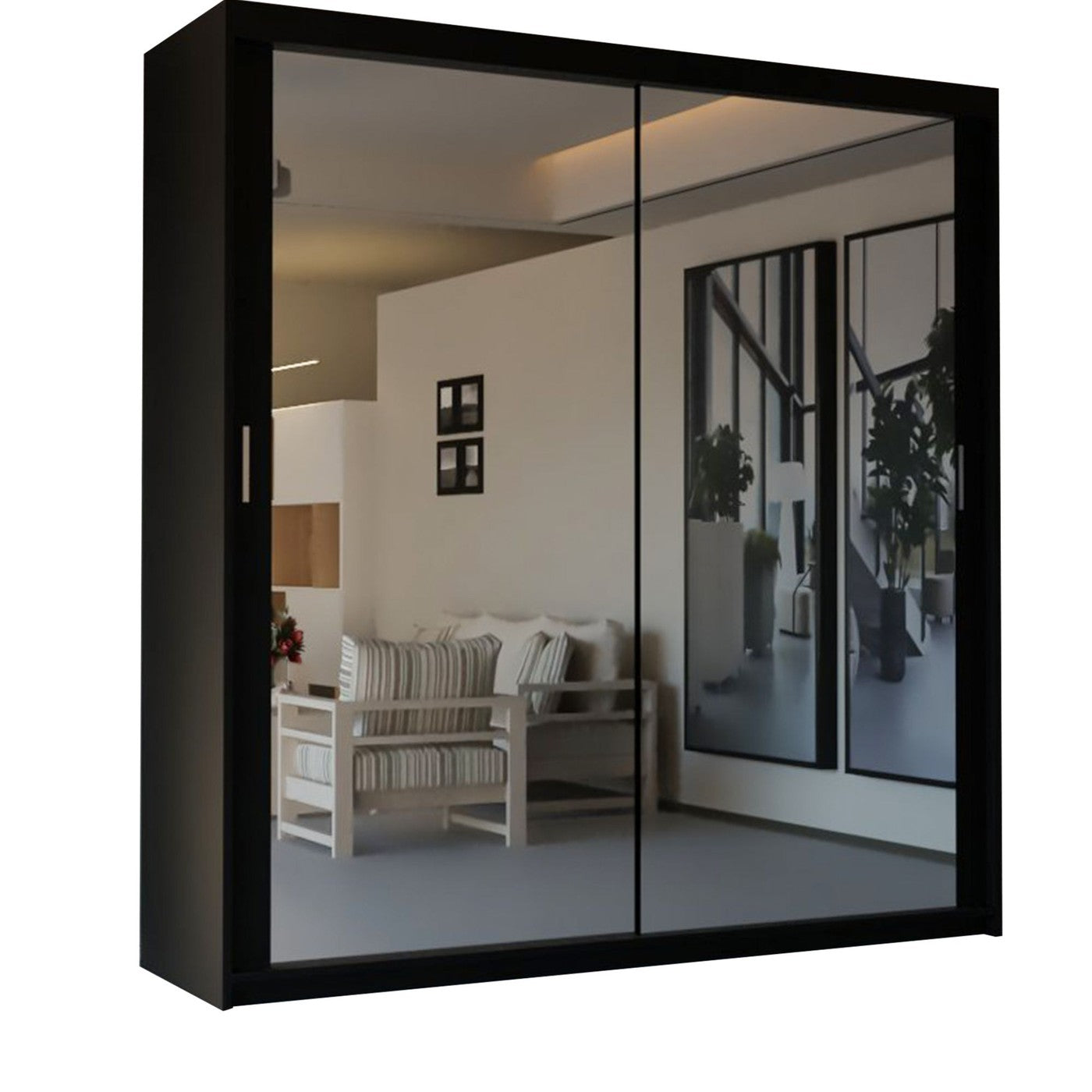 Elowen 150cm black mirrored sliding wardrobe – image 2
