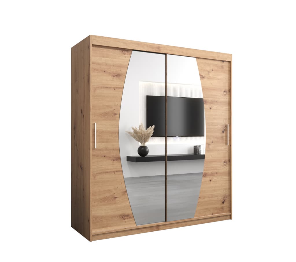 Elypse Sliding Door Wardrobe 180cm - Oak Artisan — view 1
