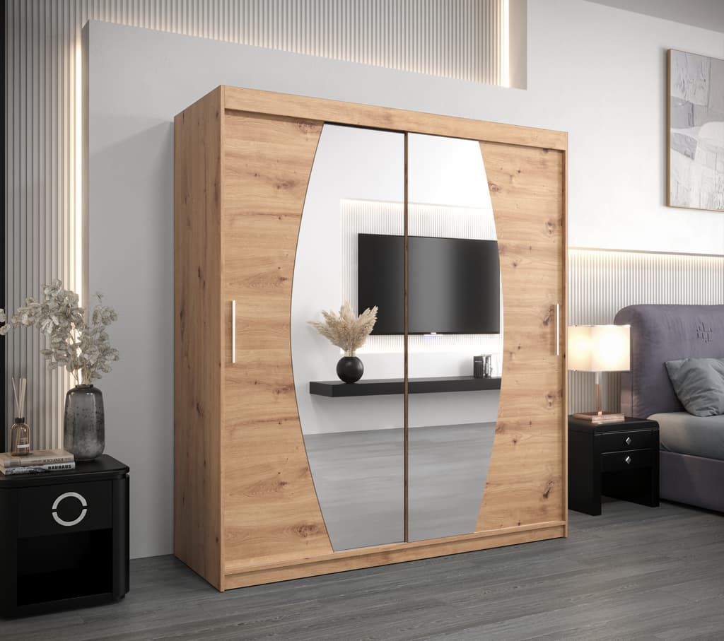 Elypse Sliding Door Wardrobe 180cm - Oak Artisan — view 2