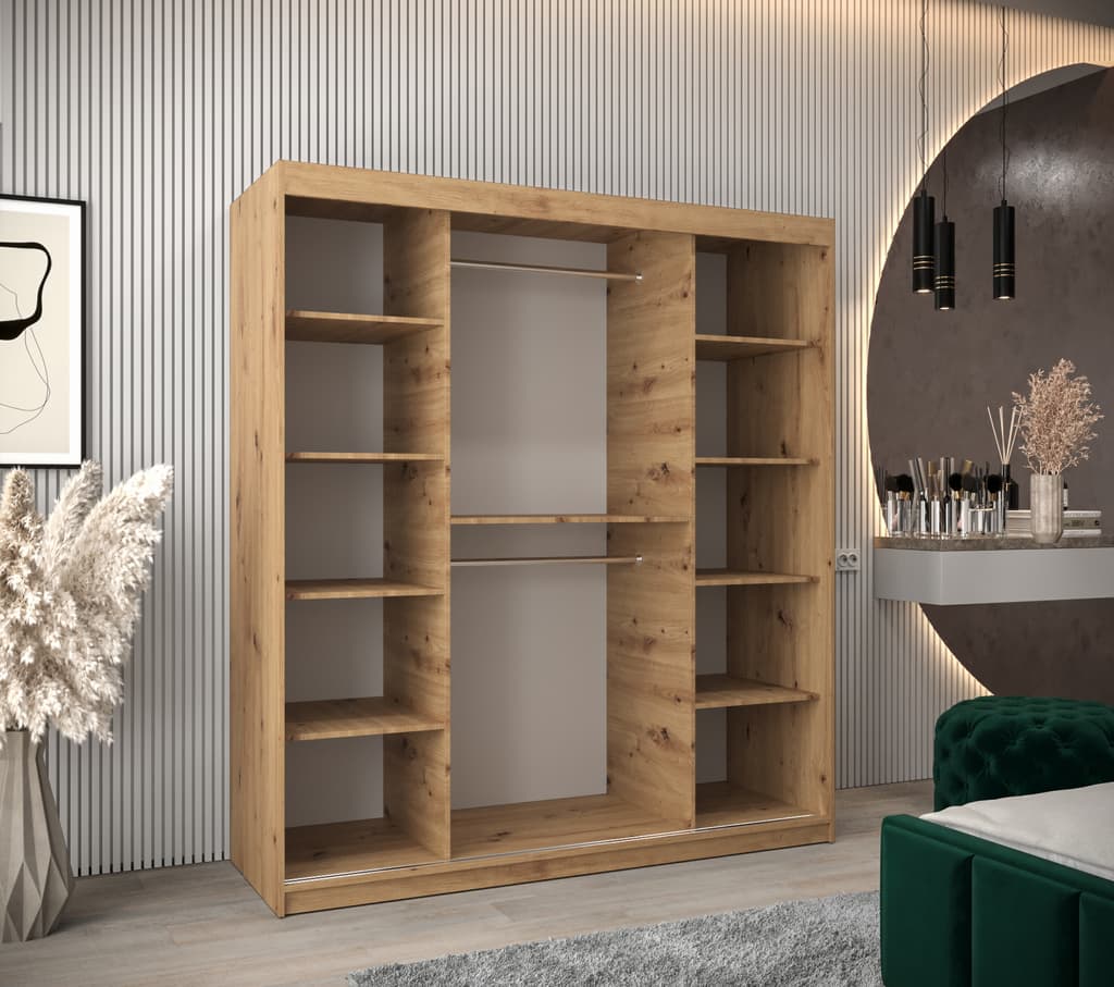 Elypse Sliding Door Wardrobe 180cm - Oak Artisan — view 3