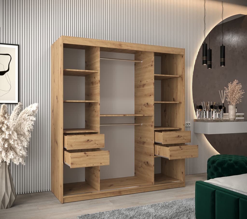 Elypse Sliding Door Wardrobe 180cm - Oak Artisan — view 5