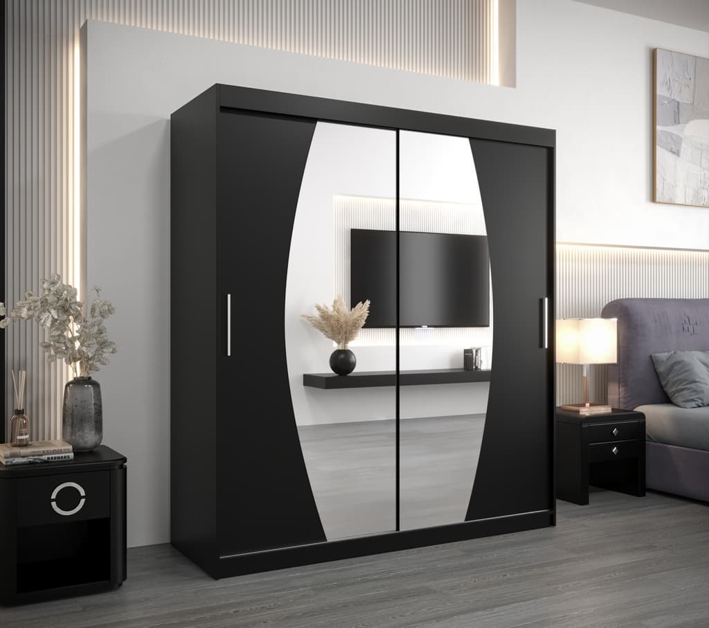 Elypse Sliding Door Wardrobe 180cm - Black — view 2