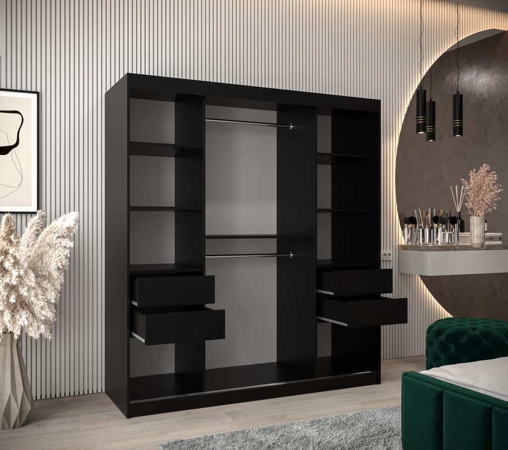 Elypse Sliding Door Wardrobe 180cm - Black — view 4