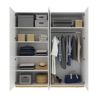 CHOICEWARDROBE Fargo 200cm White High Gloss Sliding Wardrobe – Sleek Modern 2 Door Storage with Smooth Glide Doors