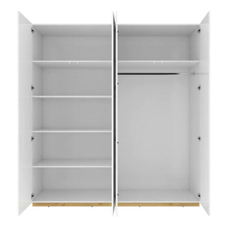 CHOICEWARDROBE Fargo 200cm White High Gloss Sliding Wardrobe – Sleek Modern 2 Door Storage with Smooth Glide Doors
