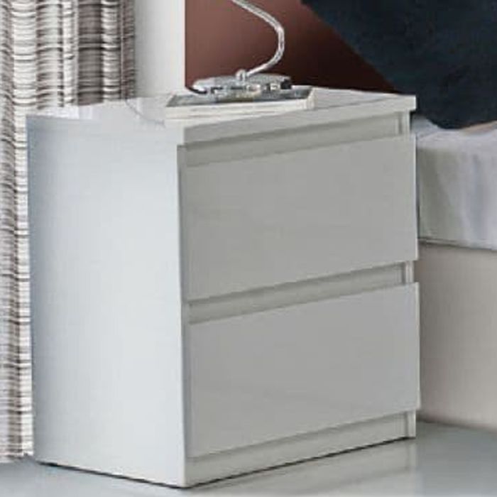 Fisher 41.8cm 2-Drawer Bedside Table - White Gloss