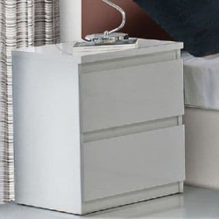 Fisher 41.8cm 2-Drawer Bedside Table - White Gloss