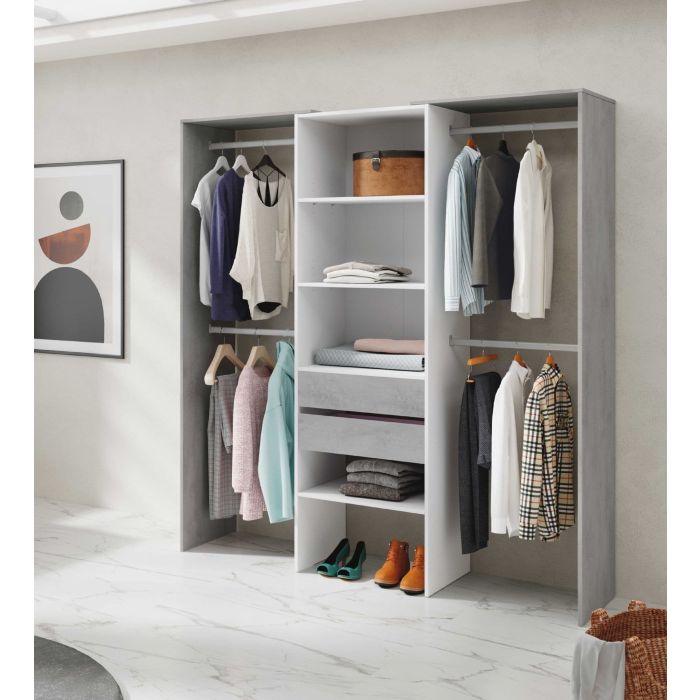 Guadalupique 179cm Open Wardrobe with 2 Drawers - Grey & White