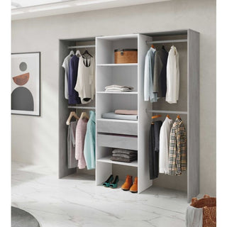 Guadalupique 179cm Open Wardrobe with 2 Drawers - Grey & White