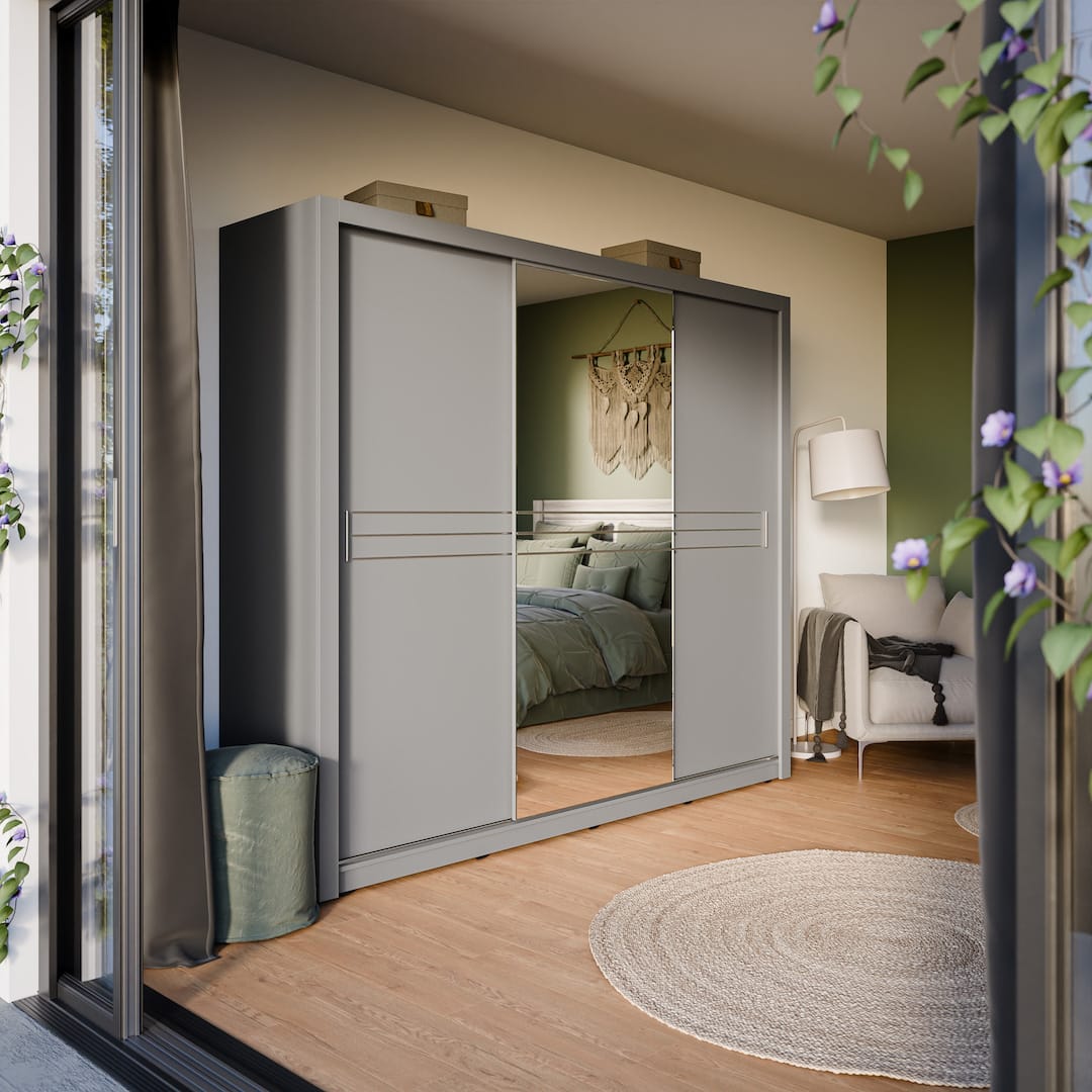 Havana ID-11 Sliding Door Wardrobe 250cm - Grey Matt – image 6
