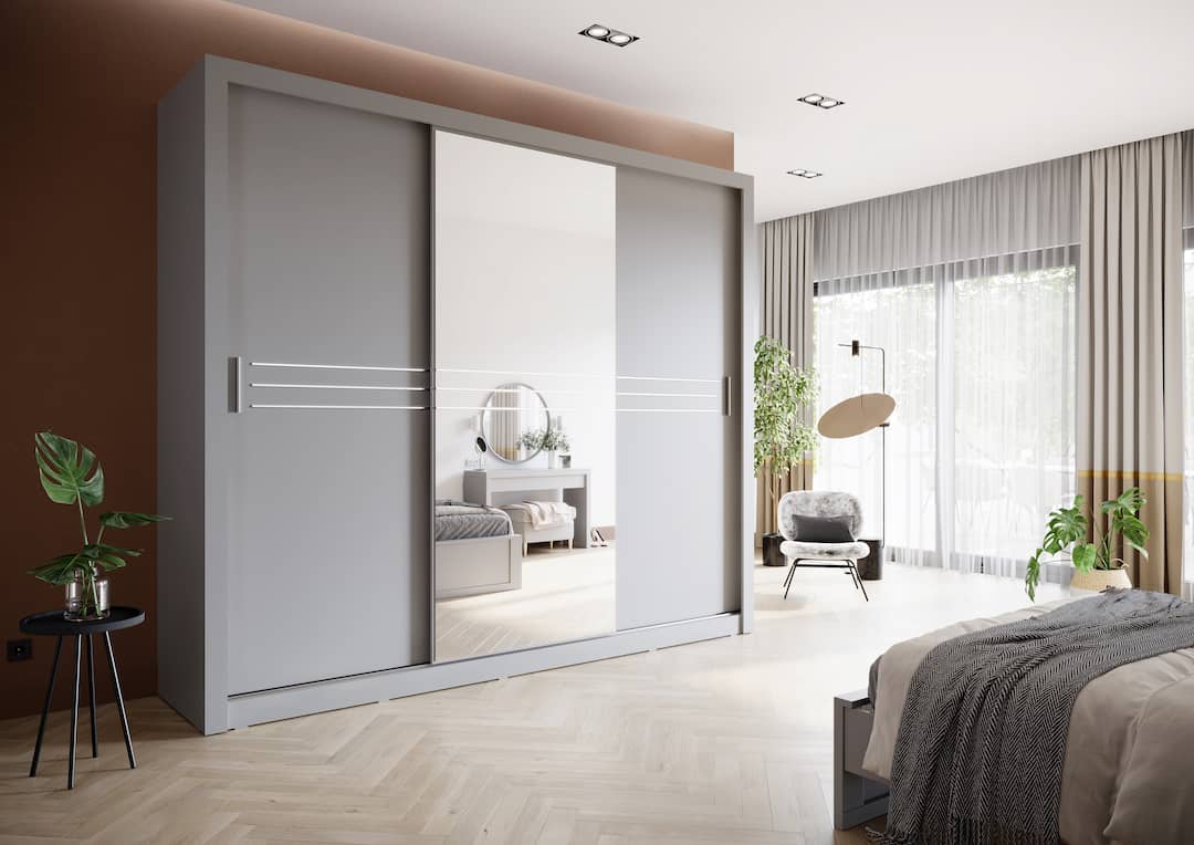 Havana ID-11 Sliding Door Wardrobe 250cm - Grey Matt