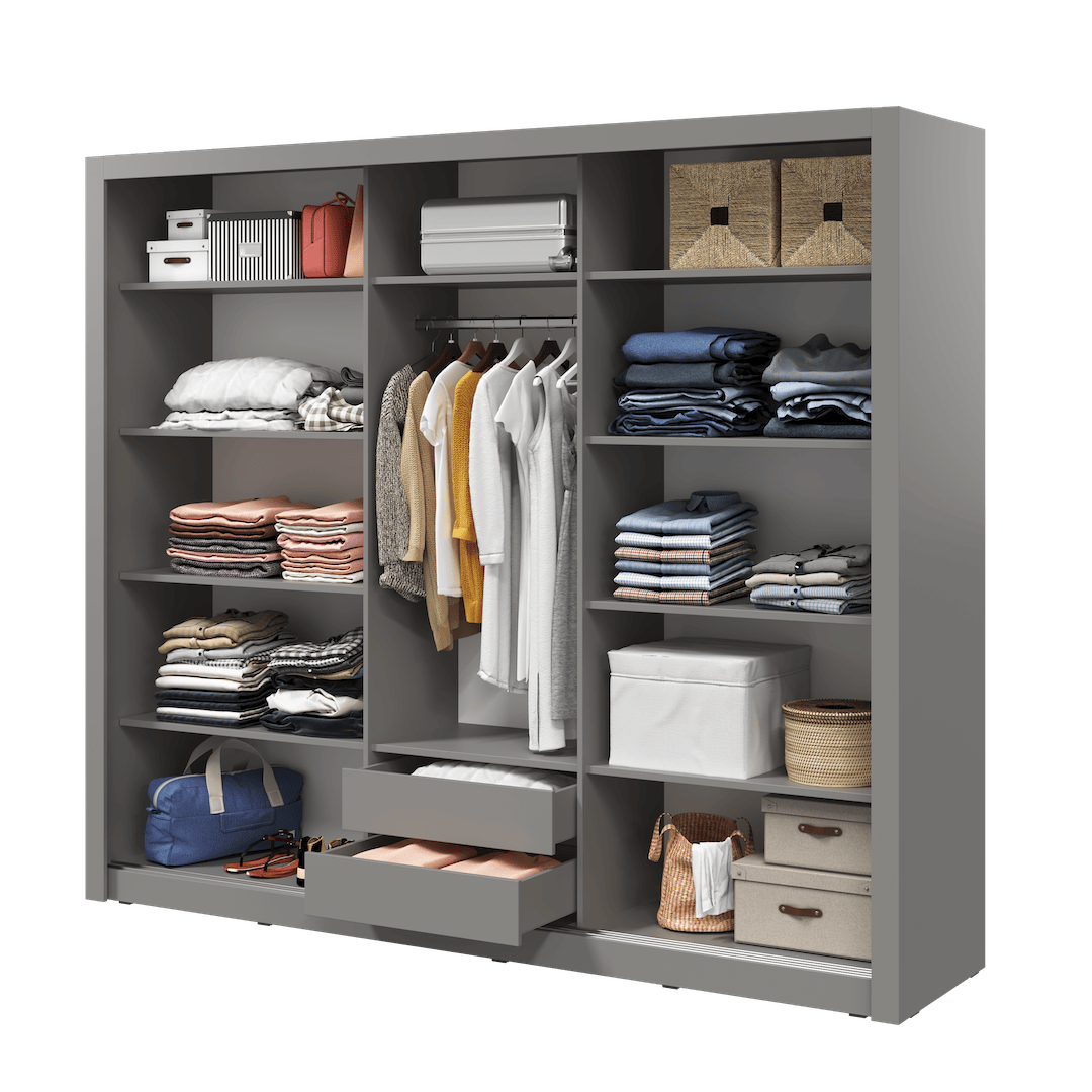 Havana ID-11 Sliding Door Wardrobe 250cm - Grey Matt – image 9