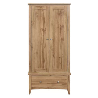 Hebron Wooden Wardrobe With 2 Doors 1 Drawer In Oak