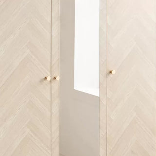 Helena Mirrored Wooden Wardrobe With 3 Doors In Oak