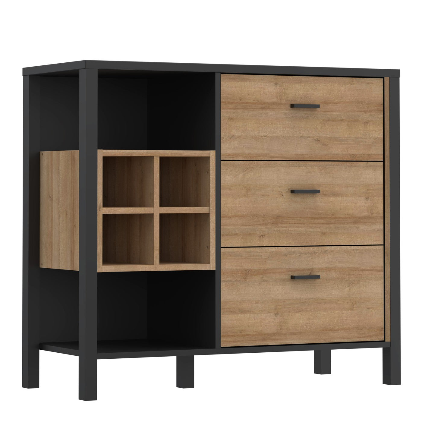 High Rock 93.3cm 3-Drawer Display Chest in Matt Black & Riviera Oak – image 1 of 6