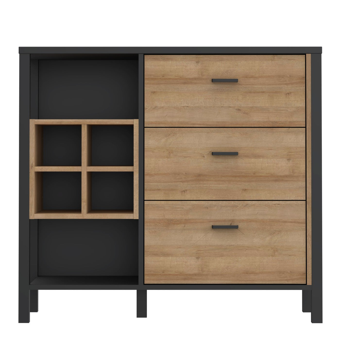 High Rock 93.3cm 3-Drawer Display Chest in Matt Black & Riviera Oak – image 2 of 6