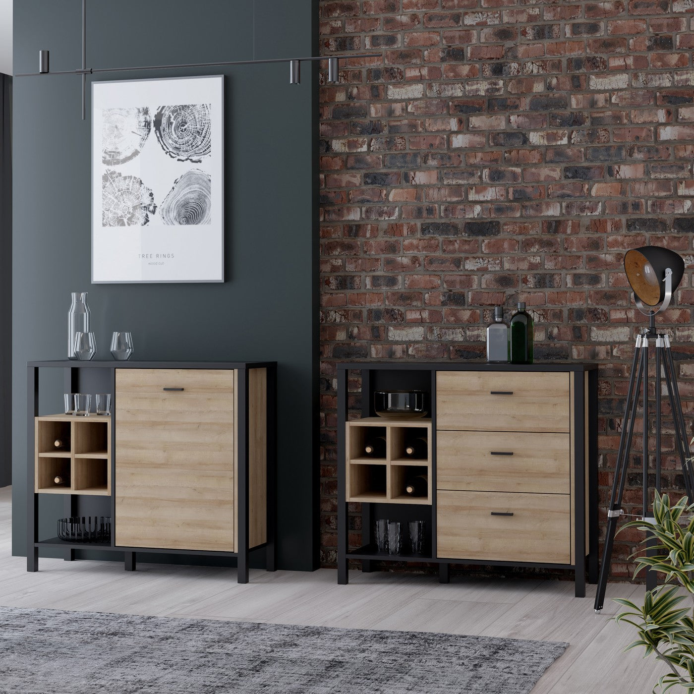 High Rock 93.3cm 3-Drawer Display Chest in Matt Black & Riviera Oak – image 5 of 6