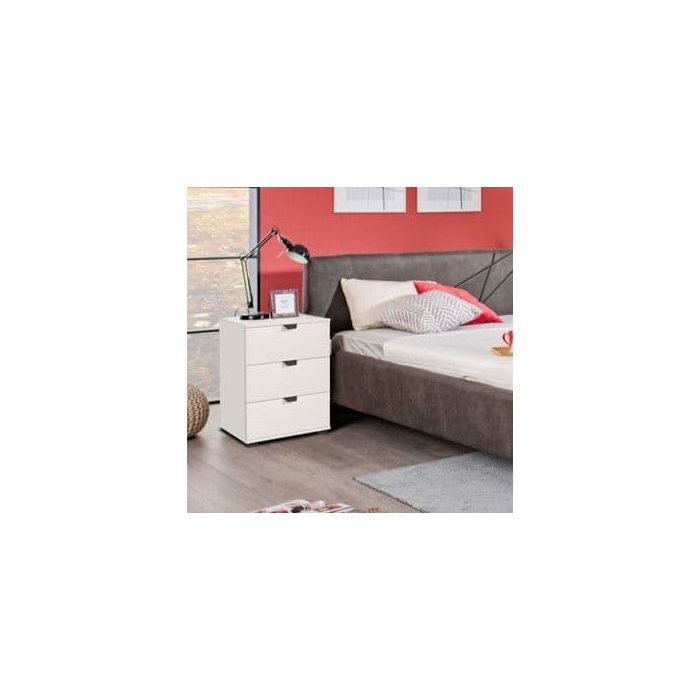 Higham 45cm 3-Drawer Bedside Table - Arctic White