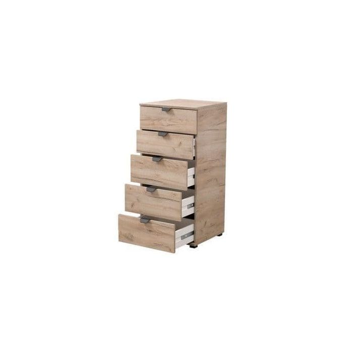 Higham 45cm 5-Drawer Narrow Chest - Oak Effect