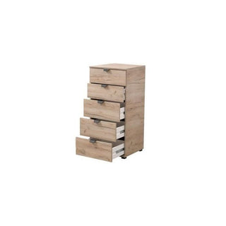 Higham 45cm 5-Drawer Narrow Chest - Oak Effect