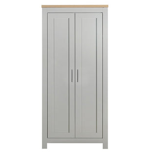 CHOICEWARDROBE Highgate 2 Door Wardrobe – Grey with Oak Top | Compact Modern Bedroom Storage 79cm