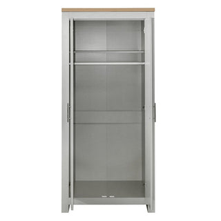 CHOICEWARDROBE Highgate 2 Door Wardrobe – Grey with Oak Top | Compact Modern Bedroom Storage 79cm