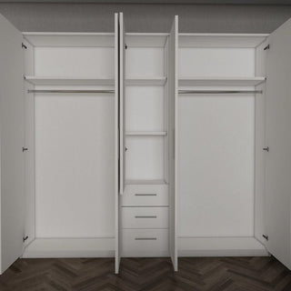VIANNA 200cm 5-door white wardrobe with 3 drawers