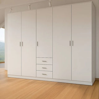 VIANNA 200cm white 5 door hinged wardrobe with 3 drawers