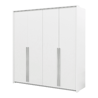 ALVERO 210cm 4 Door Hinged Wardrobe in White with Silver Handles