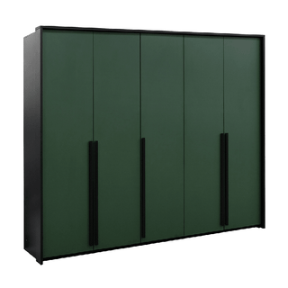 CHOICEWARDROBE ALVERO 255cm 5 door green hinged wardrobe with black frame