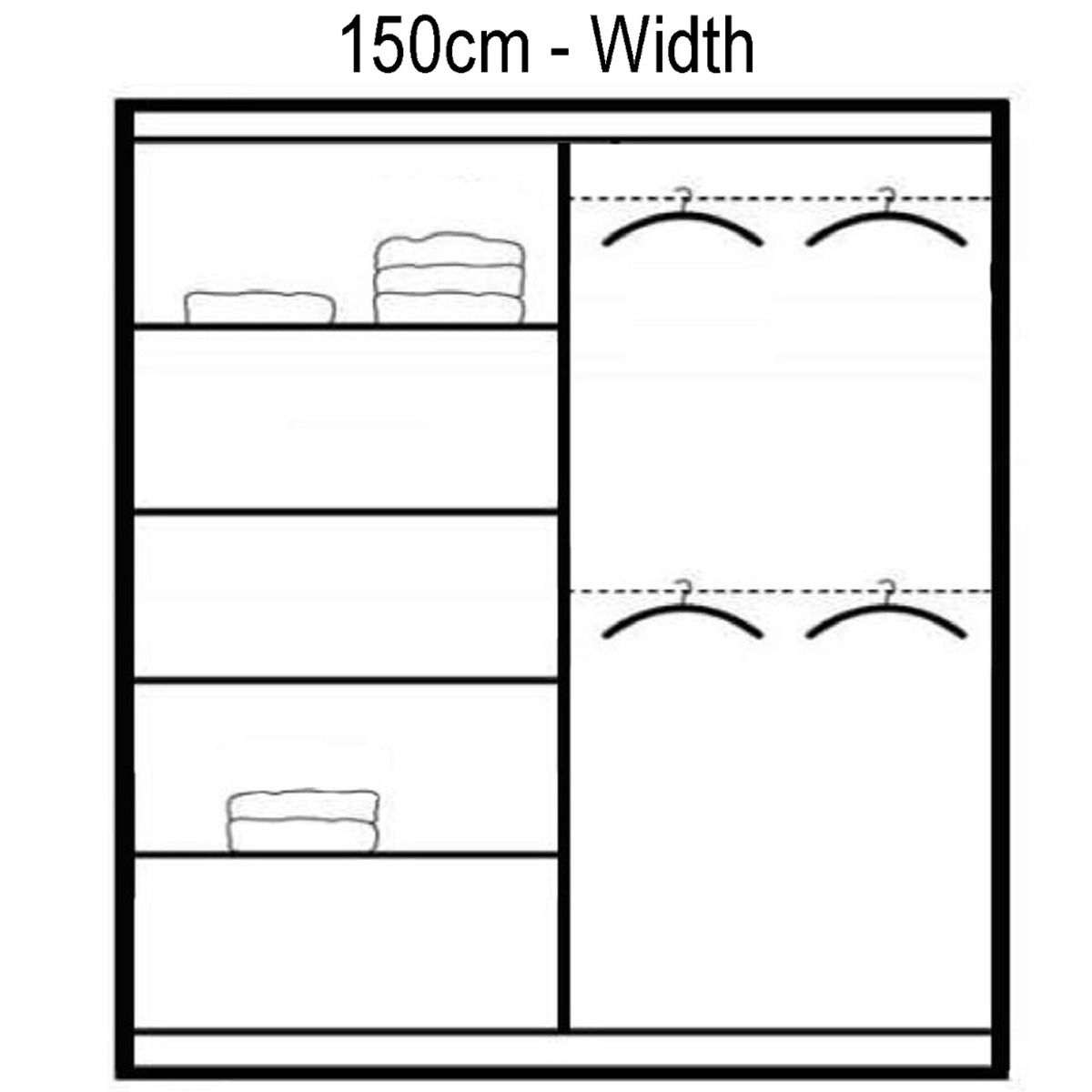 Boris 151cm 2-Door Mirrored Sliding Wardrobe in Black – product detail